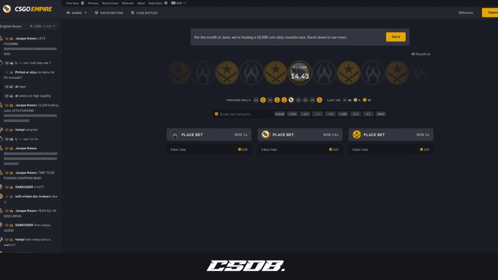 CSGOEmpire - Website Screenshot