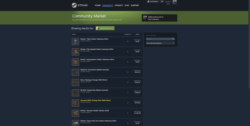 Steam Market Screenshot
