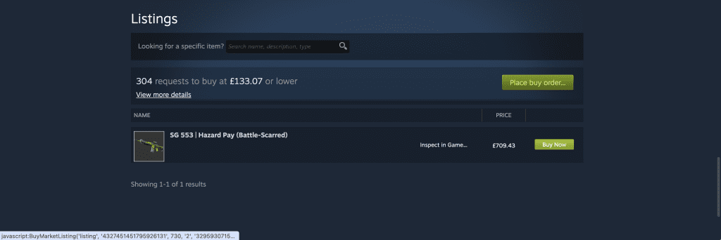 Steam Market Buying Skins Example