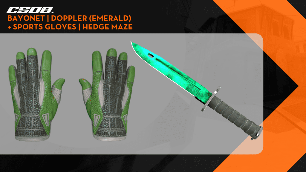 Bayonet _ Doppler Emerald + Sports Gloves _ Hedge Maze