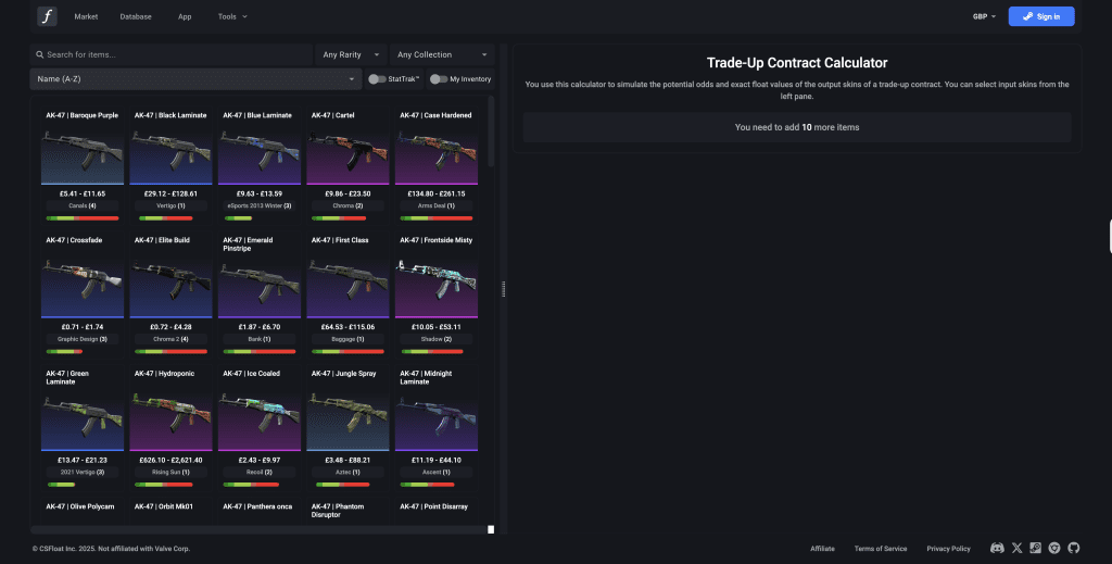 CSFloat Trade Up Calculator