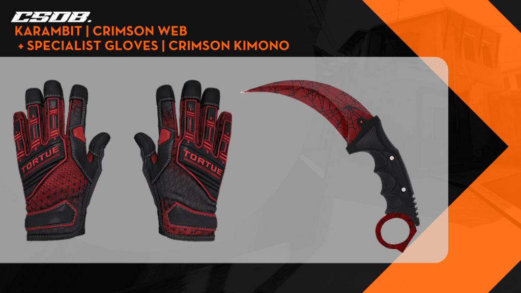 Karambit _ Crimson Web + Specialist Gloves _ Crimson Kimono