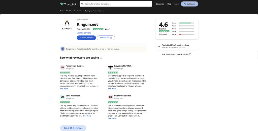 Kinguin Trust Pilot