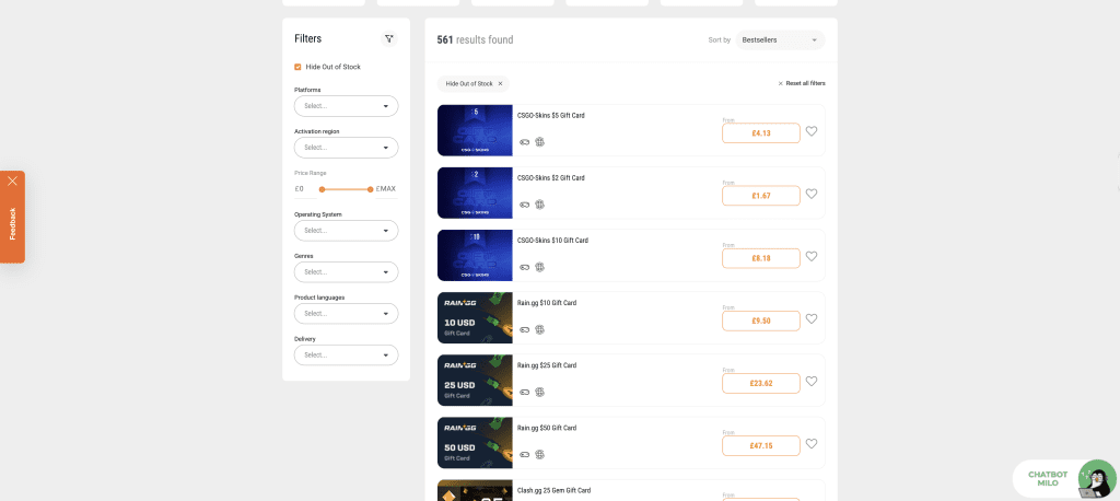 kinguin CS2 gift cards