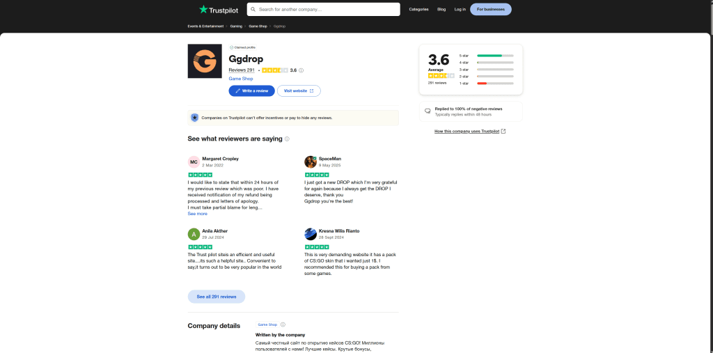 GG-Drop Review Trustpilot