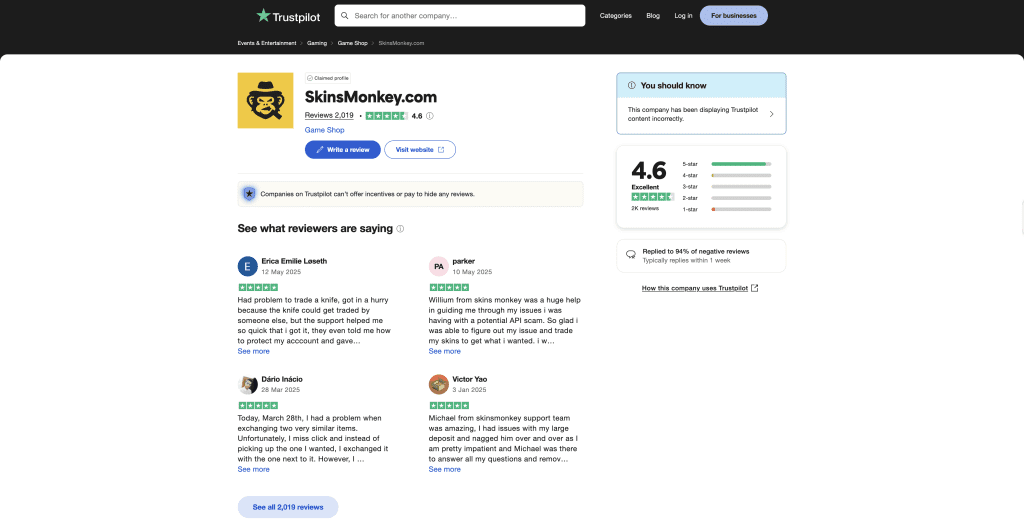skinsmonkey trustpilot