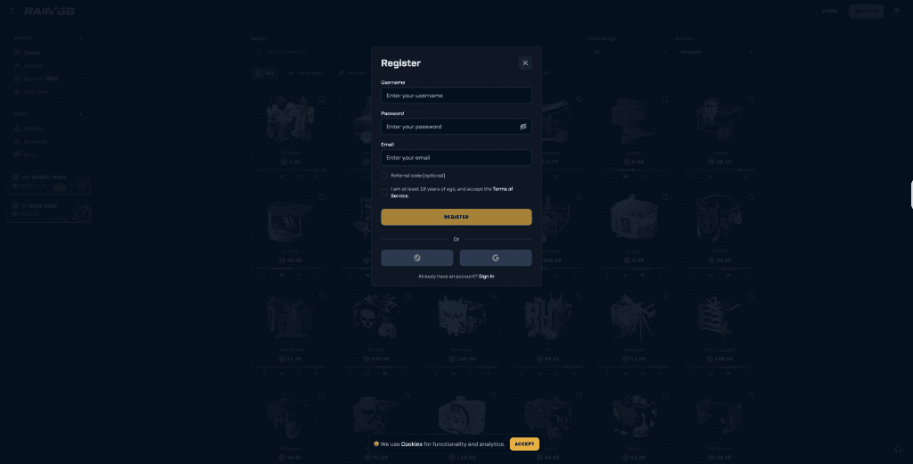 rain.gg signup