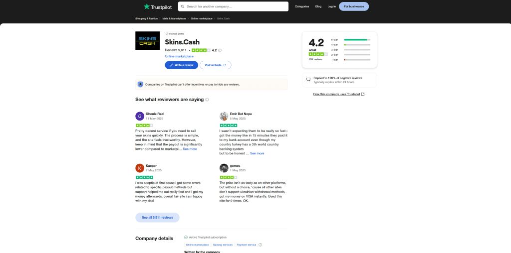 skins.cash trustpilot