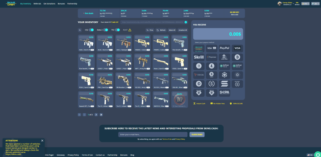 skins.cash how does it work